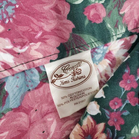 Croscill Granada Green & Pink Floral Valance Curtain  with Rod Pocket  88" X 17" - Picture 2 of 4